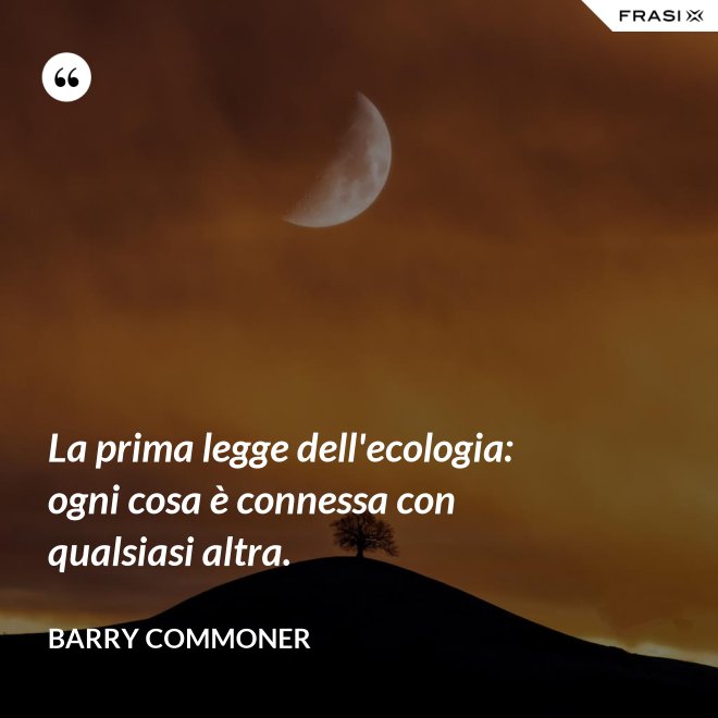 La prima legge dell'ecologia: ogni cosa è connessa con qualsiasi altra. - Barry Commoner