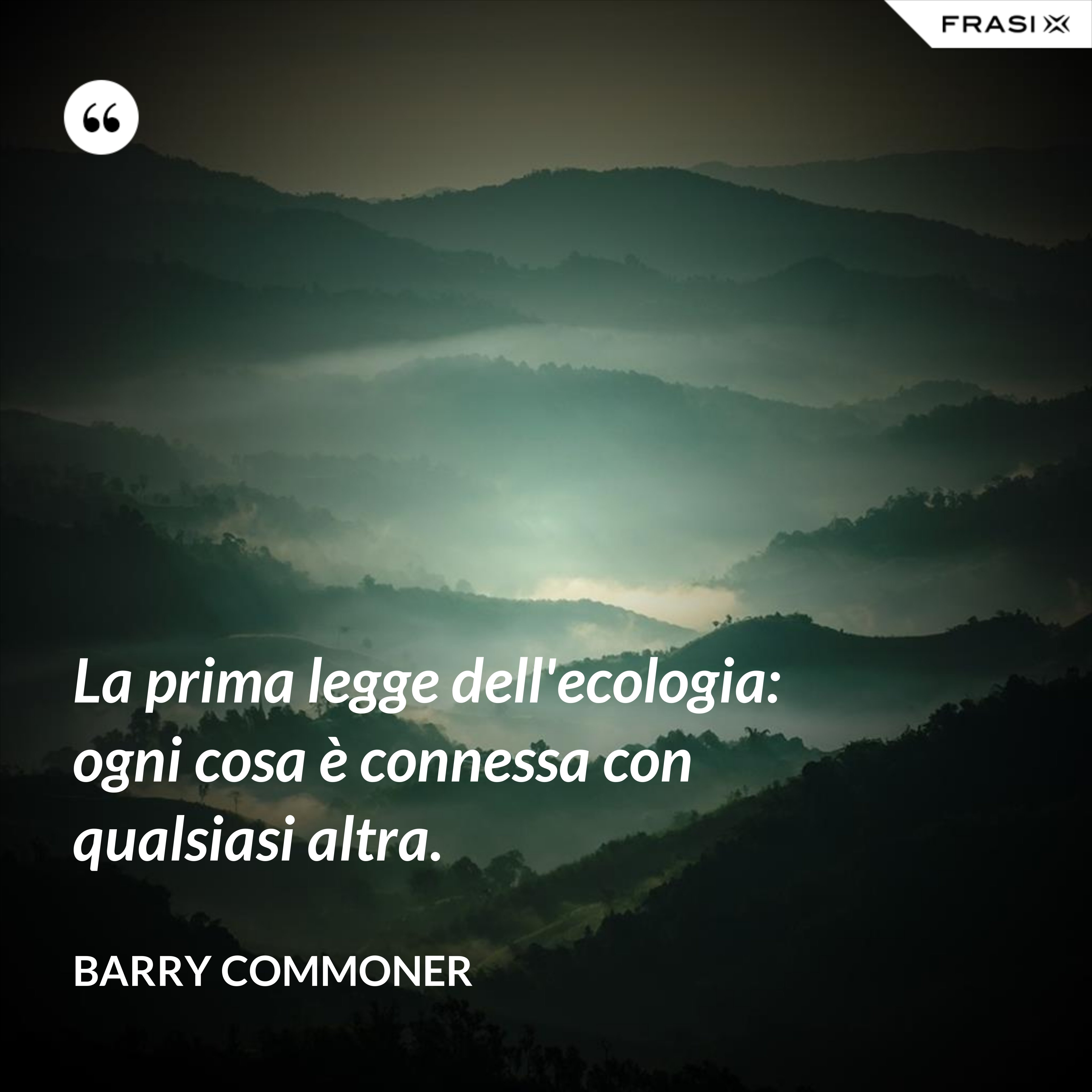 La prima legge dell'ecologia: ogni cosa è connessa con qualsiasi altra. - Barry Commoner