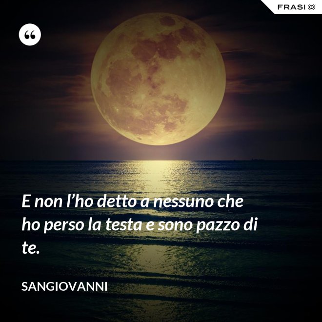 E non l’ho detto a nessuno che ho perso la testa e sono pazzo di te. - Sangiovanni