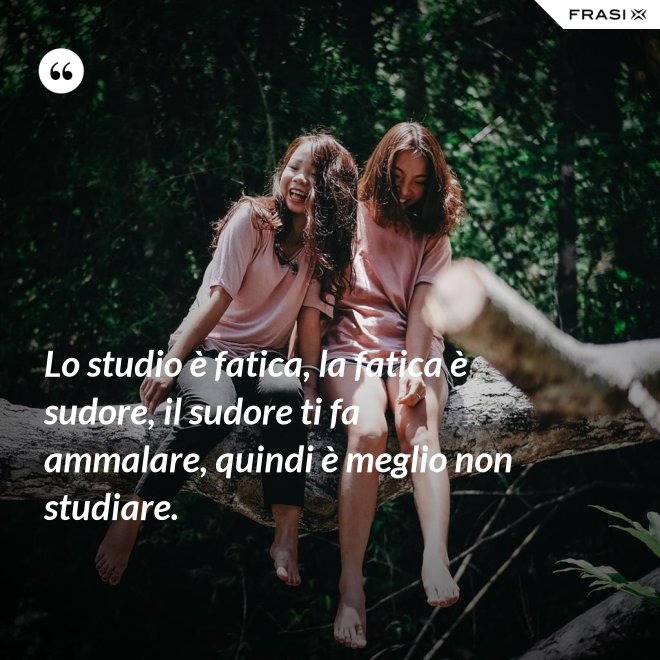 Lo studio è fatica, la fatica è sudore, il sudore ti fa ammalare, quindi è meglio non studiare. - Anonimo