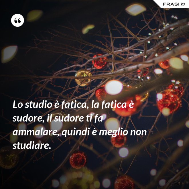 Lo studio è fatica, la fatica è sudore, il sudore ti fa ammalare, quindi è meglio non studiare. - Anonimo