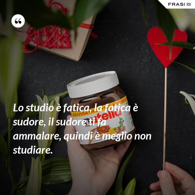 Lo studio è fatica, la fatica è sudore, il sudore ti fa ammalare, quindi è meglio non studiare. - Anonimo