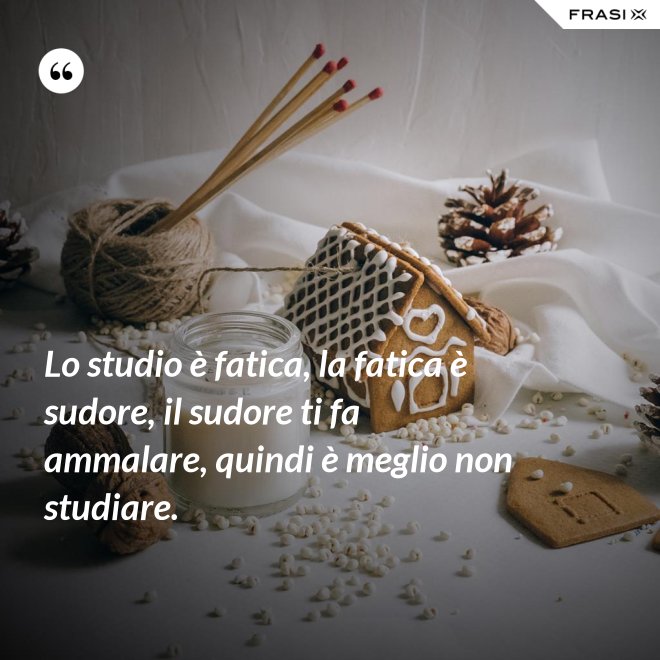 Lo studio è fatica, la fatica è sudore, il sudore ti fa ammalare, quindi è meglio non studiare. - Anonimo