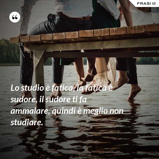 Lo studio è fatica, la fatica è sudore, il sudore ti fa ammalare, quindi è meglio non studiare. - Anonimo