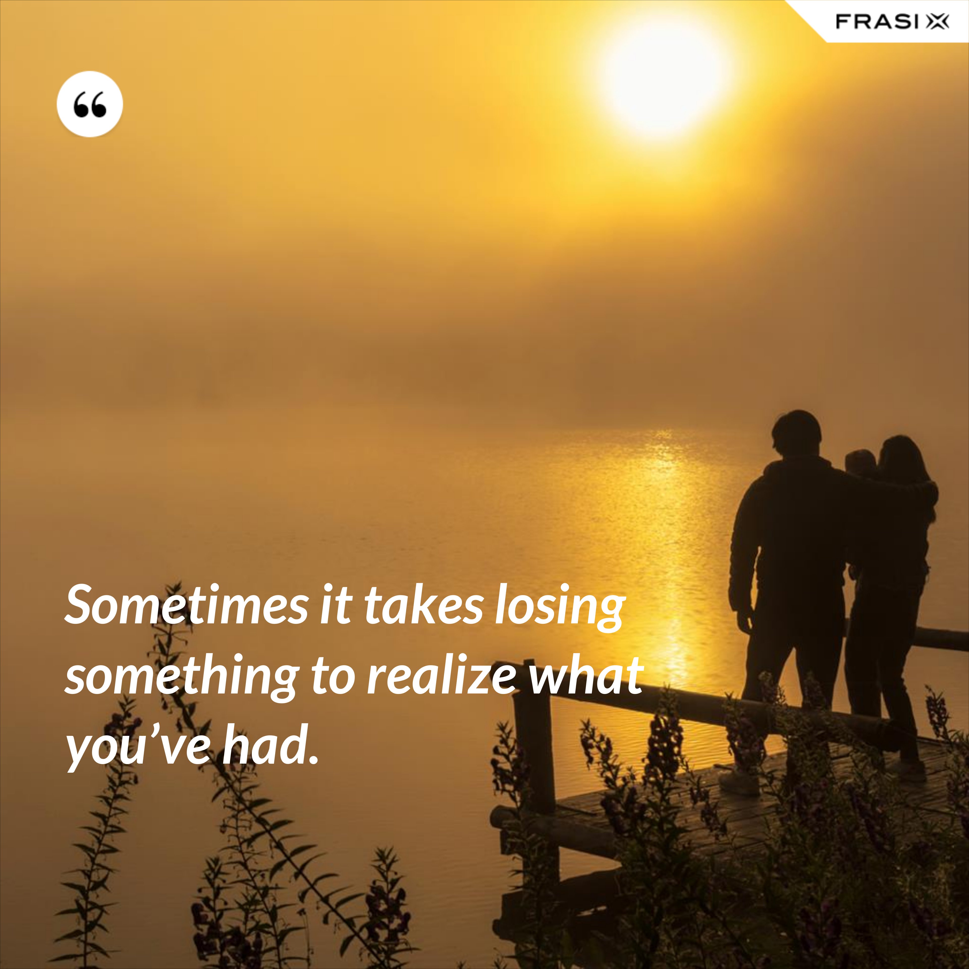 Sometimes it takes losing something to realize what you’ve had. - Anonimo