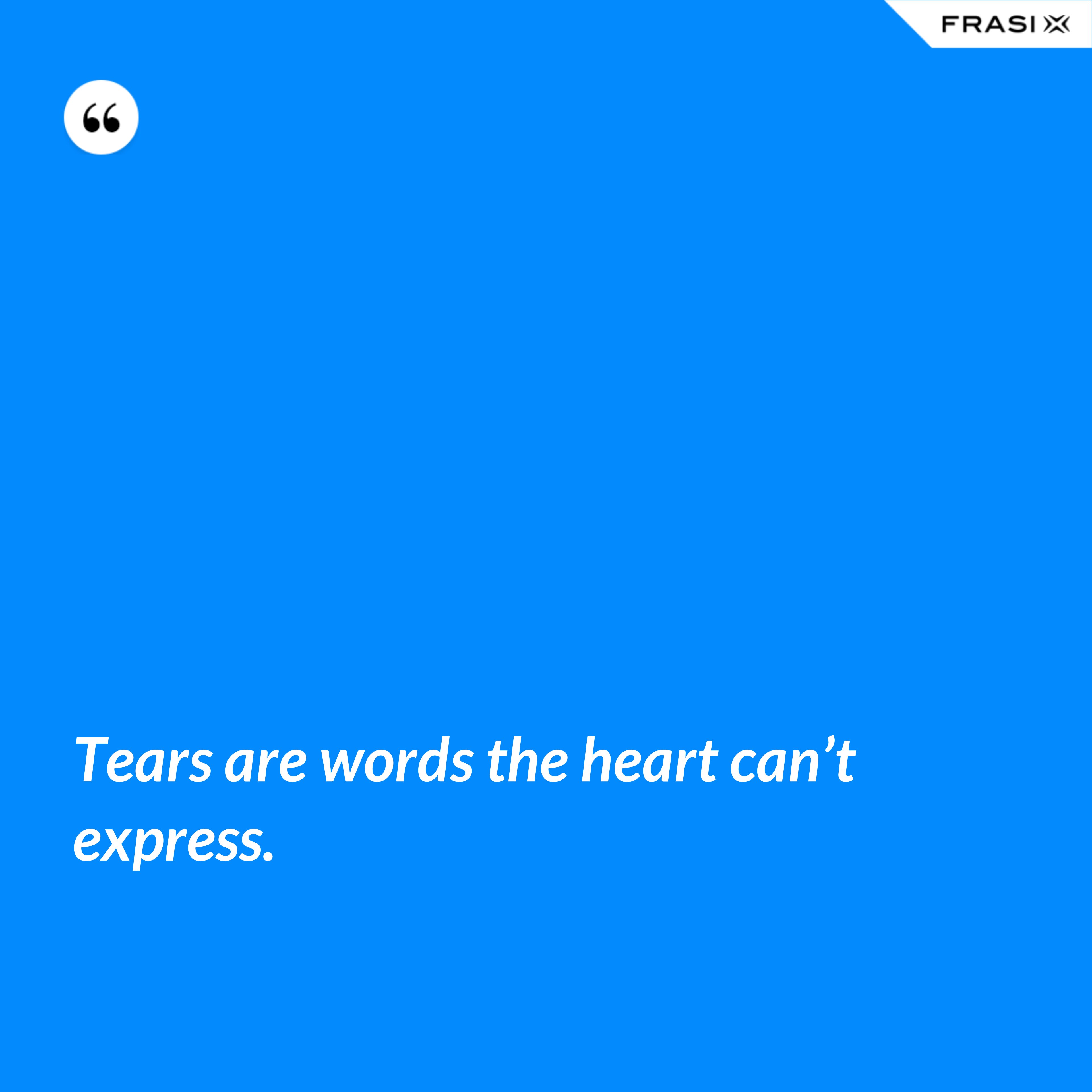 Tears are words the heart can’t express. - Anonimo