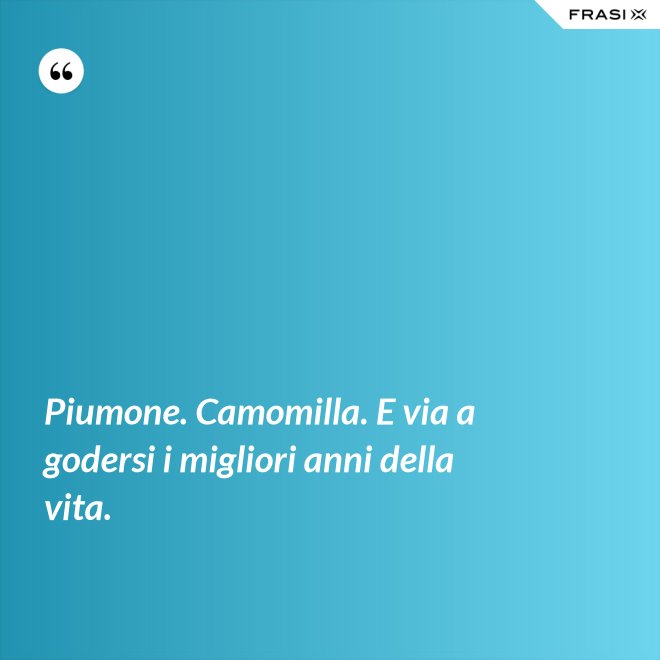 Piumone. Camomilla. E via a godersi i migliori anni della vita. - Anonimo