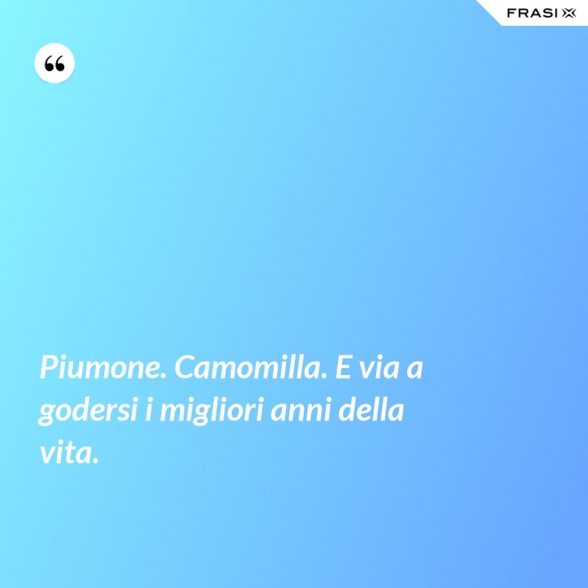 Piumone. Camomilla. E via a godersi i migliori anni della vita. - Anonimo