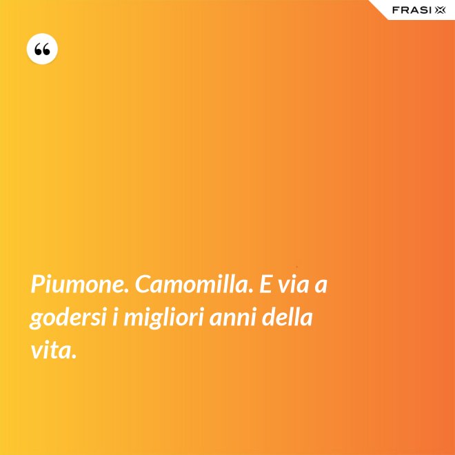 Piumone. Camomilla. E via a godersi i migliori anni della vita. - Anonimo