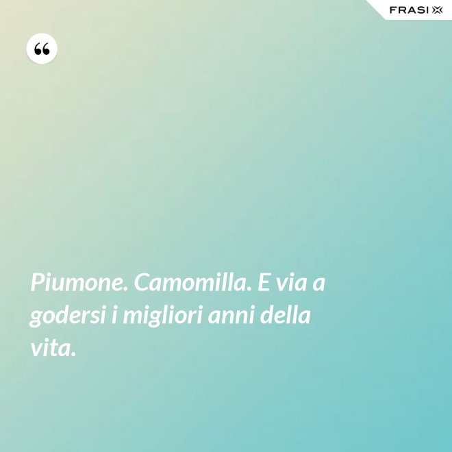 Piumone. Camomilla. E via a godersi i migliori anni della vita. - Anonimo