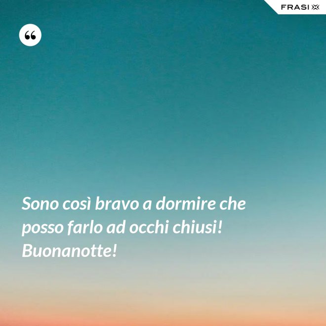Sono così bravo a dormire che posso farlo ad occhi chiusi! Buonanotte! - Anonimo