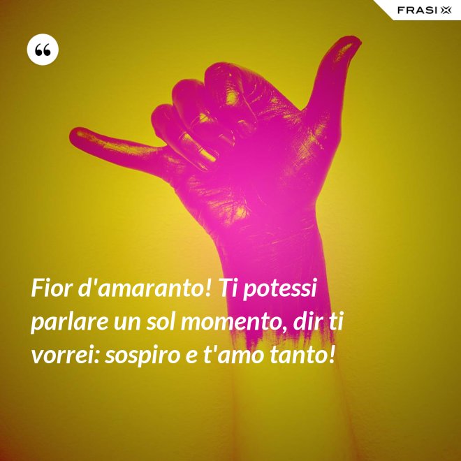 Fior d'amaranto! Ti potessi parlare un sol momento, dir ti vorrei: sospiro e t'amo tanto! - Anonimo