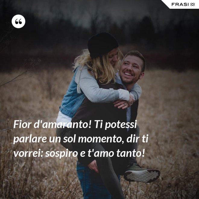 Fior d'amaranto! Ti potessi parlare un sol momento, dir ti vorrei: sospiro e t'amo tanto! - Anonimo