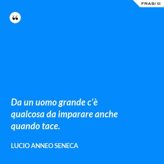 Da un uomo grande c'è qualcosa da imparare anche quando tace. - Lucio Anneo Seneca