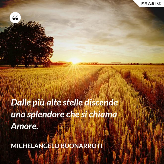 Dalle più alte stelle discende uno splendore che si chiama Amore. - Michelangelo Buonarroti
