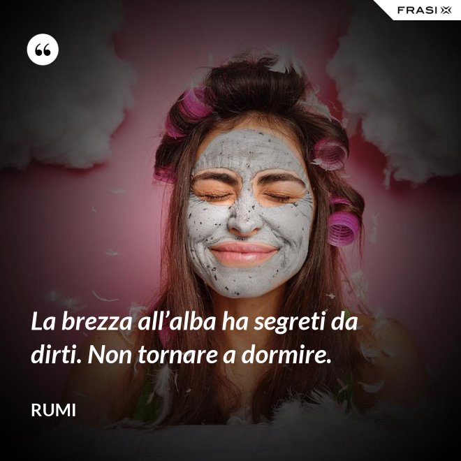 La brezza all’alba ha segreti da dirti. Non tornare a dormire. - Rumi