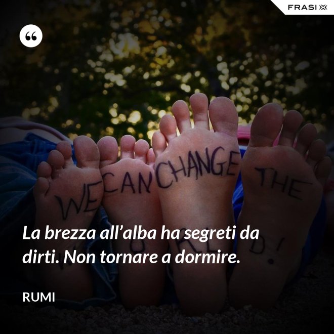 La brezza all’alba ha segreti da dirti. Non tornare a dormire. - Rumi