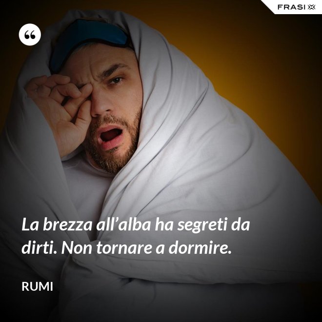 La brezza all’alba ha segreti da dirti. Non tornare a dormire. - Rumi