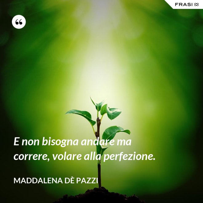 E non bisogna andare ma correre, volare alla perfezione. - Maddalena dÈ Pazzi