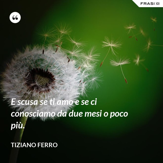E scusa se ti amo e se ci conosciamo da due mesi o poco più. - Tiziano Ferro