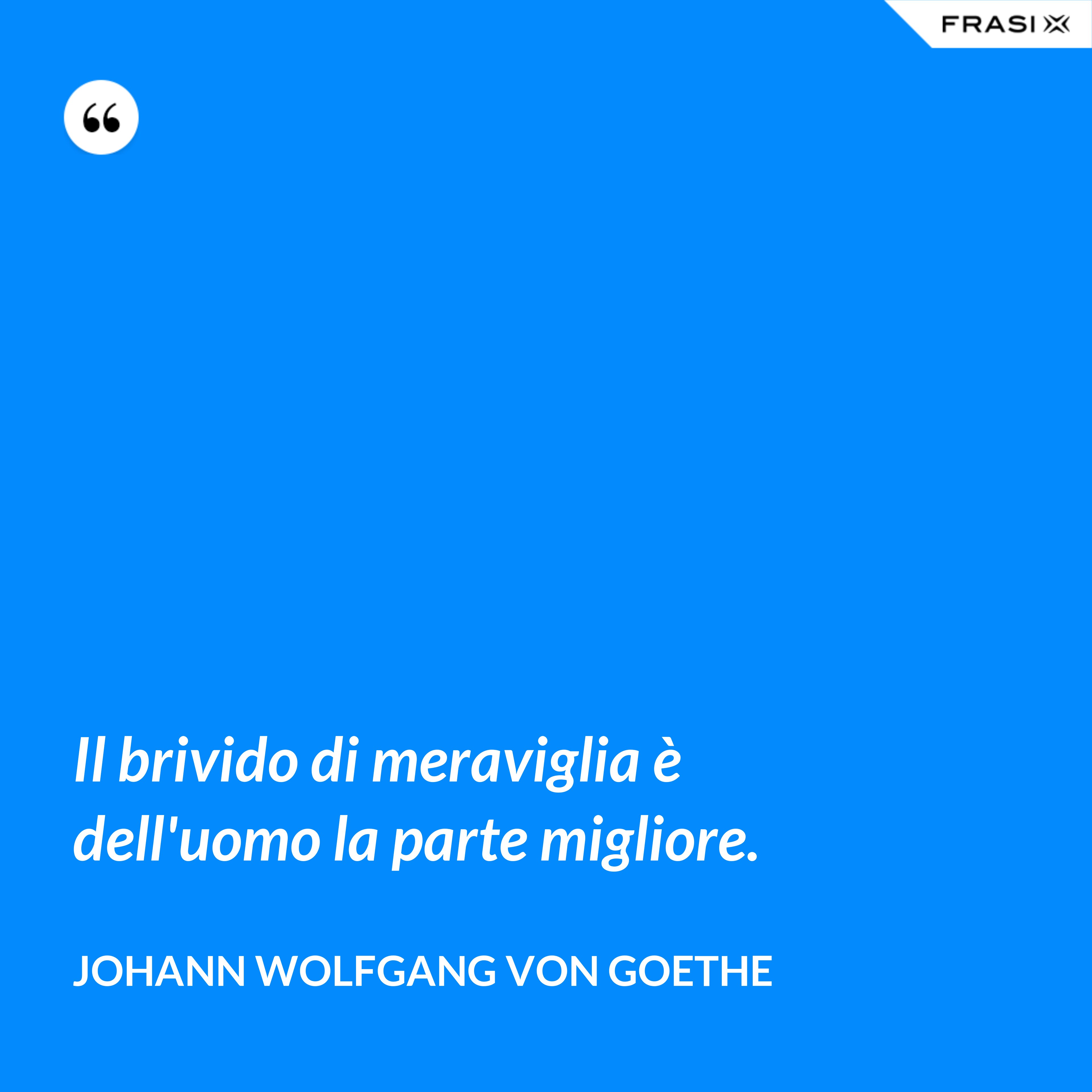 Il brivido di meraviglia è dell'uomo la parte migliore. - Johann Wolfgang von Goethe