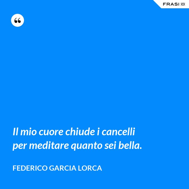 Il mio cuore chiude i cancelli per meditare quanto sei bella. - Federico Garcia Lorca