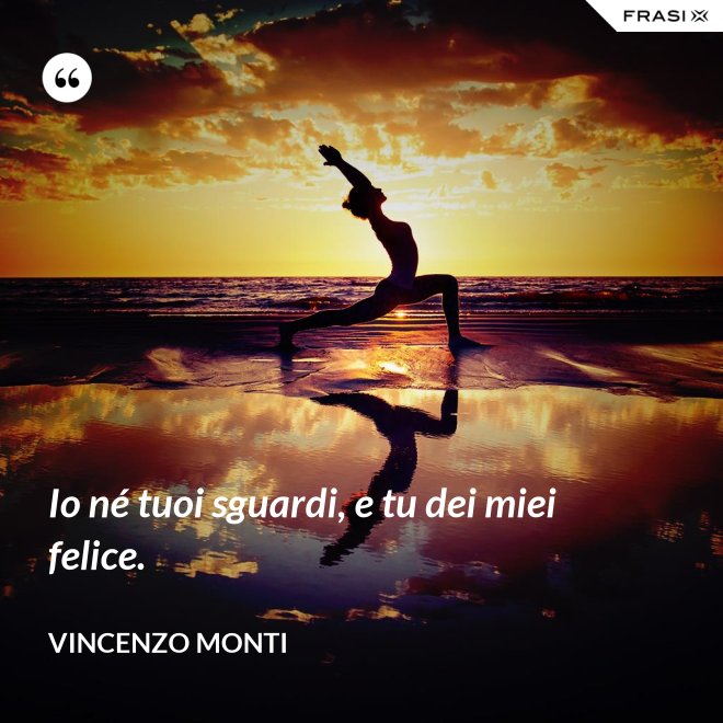 Io né tuoi sguardi, e tu dei miei felice. - Vincenzo Monti