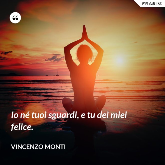 Io né tuoi sguardi, e tu dei miei felice. - Vincenzo Monti