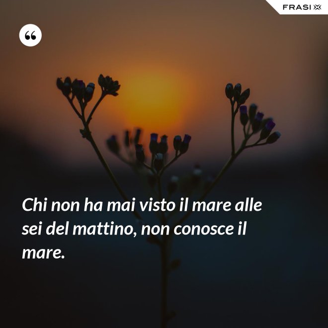 Chi non ha mai visto il mare alle sei del mattino, non conosce il mare. - Anonimo