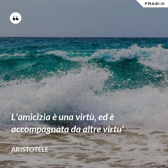 L'amicizia è una virtù, ed è accompagnata da altre virtu' - Aristotele