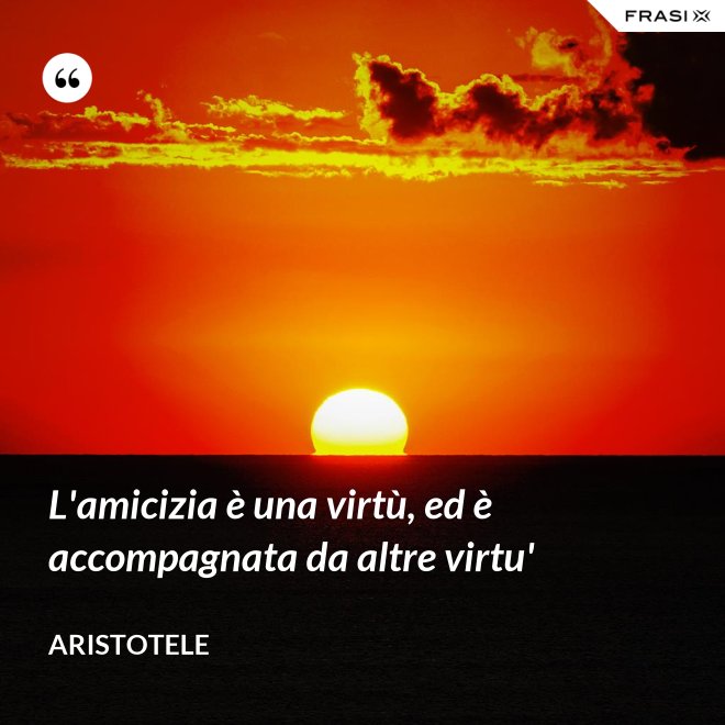 L'amicizia è una virtù, ed è accompagnata da altre virtu' - Aristotele