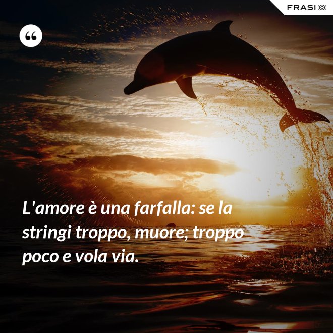 L'amore è una farfalla: se la stringi troppo, muore; troppo poco e vola via. - Anonimo
