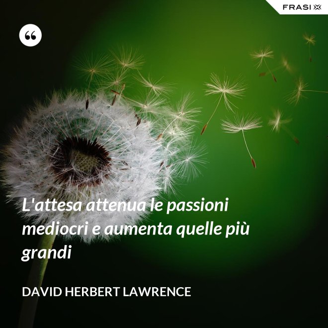 L'attesa attenua le passioni mediocri e aumenta quelle più grandi - David Herbert Lawrence