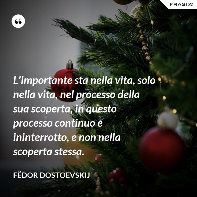 L'importante sta nella vita, solo nella vita, nel processo della sua scoperta, in questo processo continuo e ininterrotto, e non nella scoperta stessa. - Fëdor Dostoevskij
