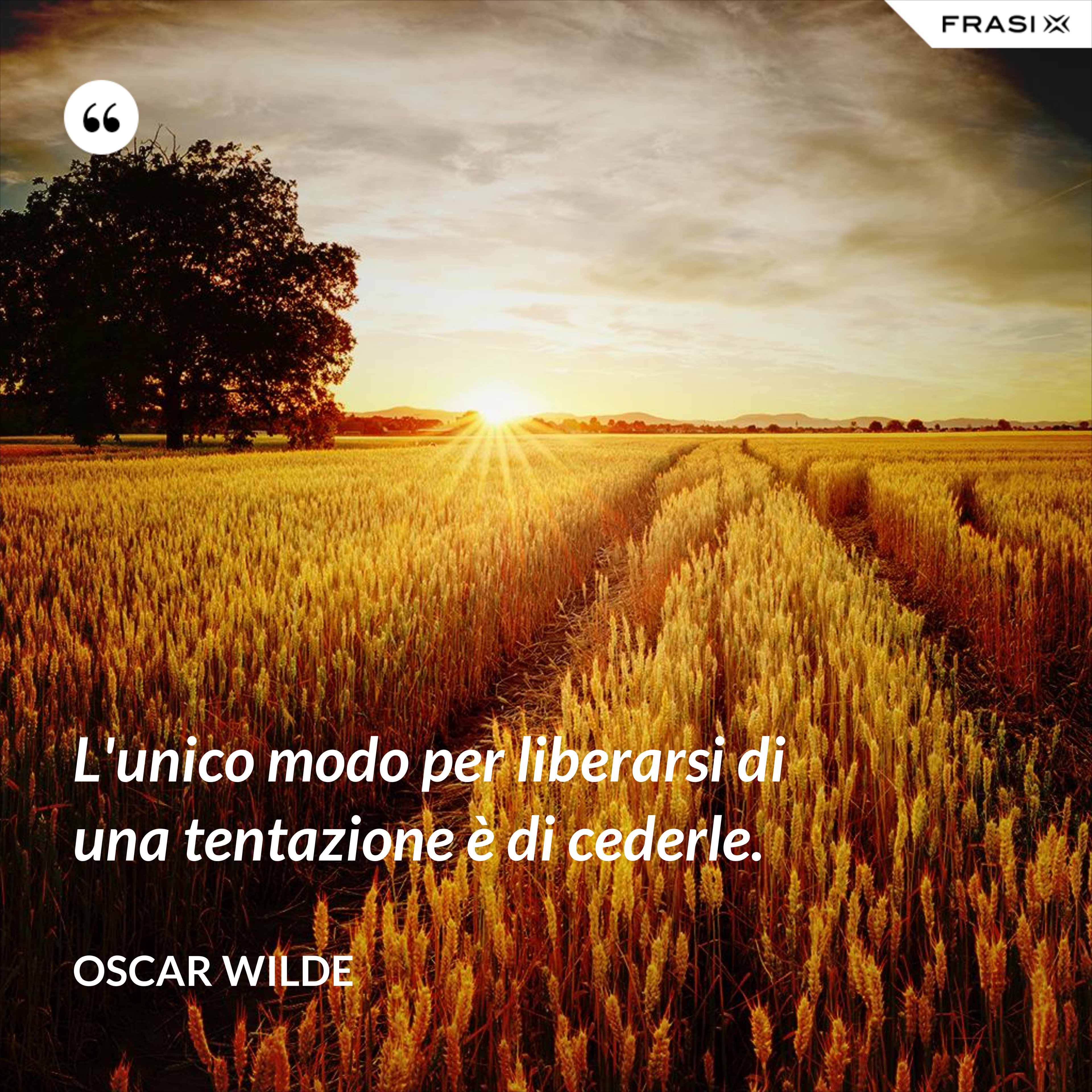 L'unico modo per liberarsi di una tentazione è di cederle. - Oscar Wilde