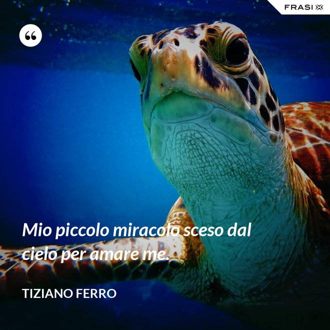 Mio piccolo miracolo sceso dal cielo per amare me. - Tiziano Ferro