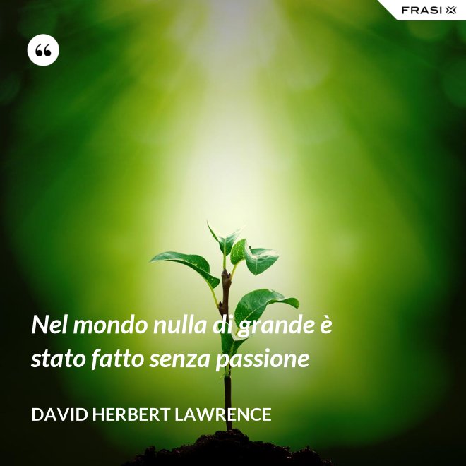 Nel mondo nulla di grande è stato fatto senza passione - David Herbert Lawrence