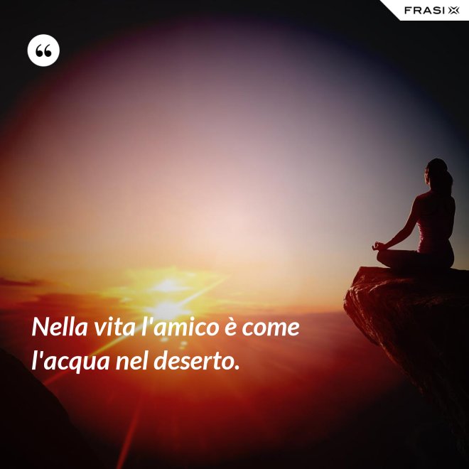 Nella vita l'amico è come l'acqua nel deserto. - Anonimo