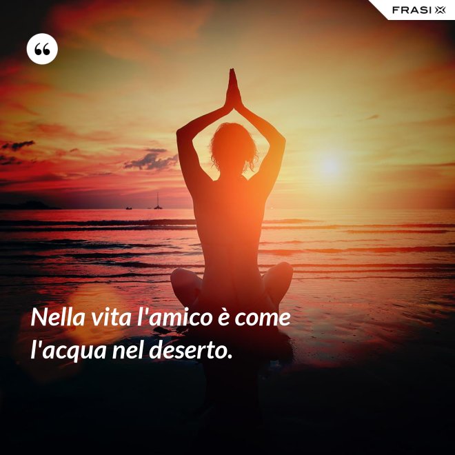 Nella vita l'amico è come l'acqua nel deserto. - Anonimo