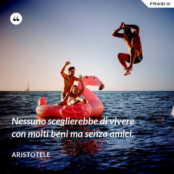 Nessuno sceglierebbe di vivere con molti beni ma senza amici. - Aristotele
