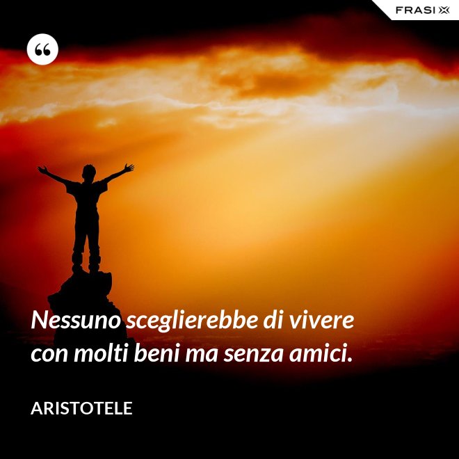 Nessuno sceglierebbe di vivere con molti beni ma senza amici. - Aristotele