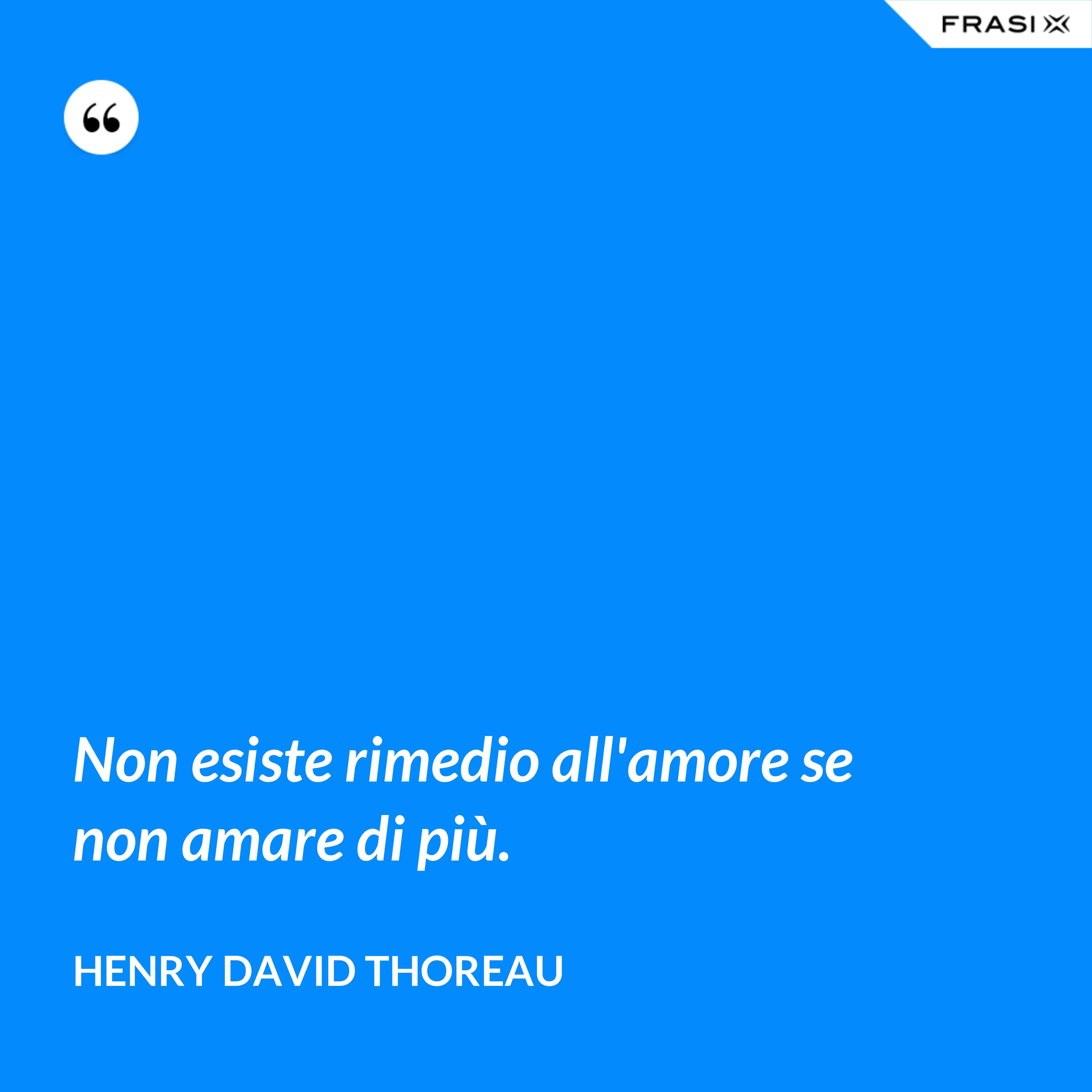 Non esiste rimedio all'amore se non amare di più. - Henry David Thoreau