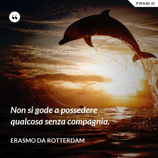 Non si gode a possedere qualcosa senza compagnia. - Erasmo Da Rotterdam