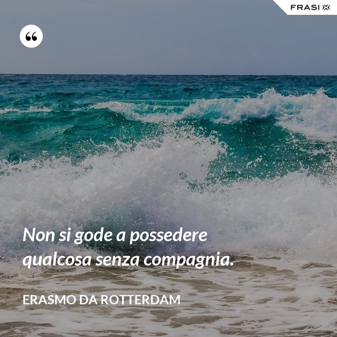 Non si gode a possedere qualcosa senza compagnia. - Erasmo Da Rotterdam