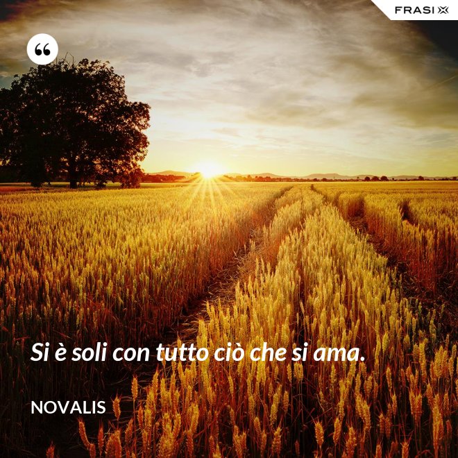 Si è soli con tutto ciò che si ama. - Novalis
