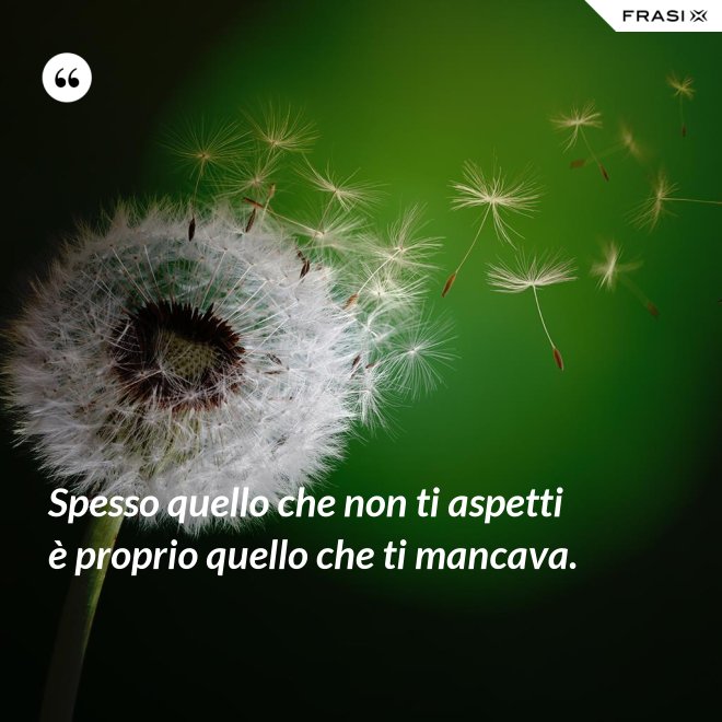 Spesso quello che non ti aspetti è proprio quello che ti mancava. - Anonimo