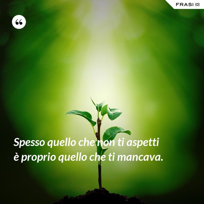 Spesso quello che non ti aspetti è proprio quello che ti mancava. - Anonimo