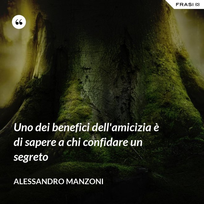 Uno dei benefici dell'amicizia è di sapere a chi confidare un segreto - Alessandro Manzoni
