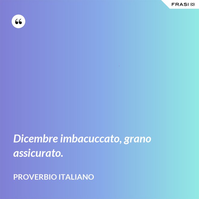 Dicembre imbacuccato, grano assicurato. - Proverbio italiano