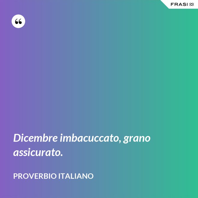 Dicembre imbacuccato, grano assicurato. - Proverbio italiano
